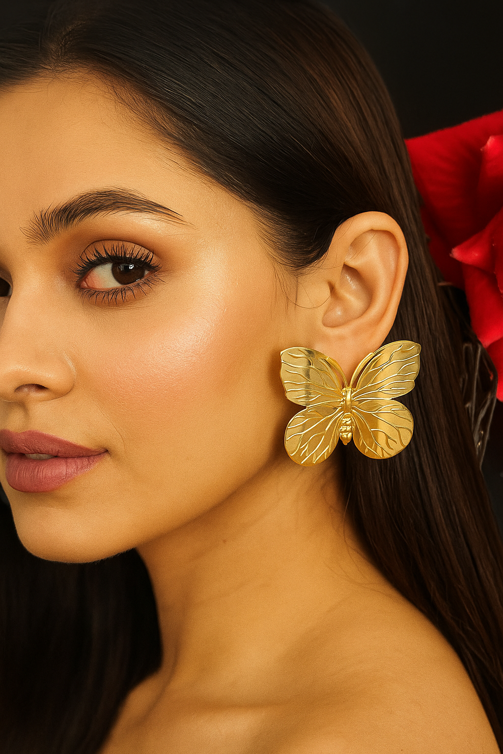 Golden Butterfly Stud Earrings – Elegant Designer Jewellery