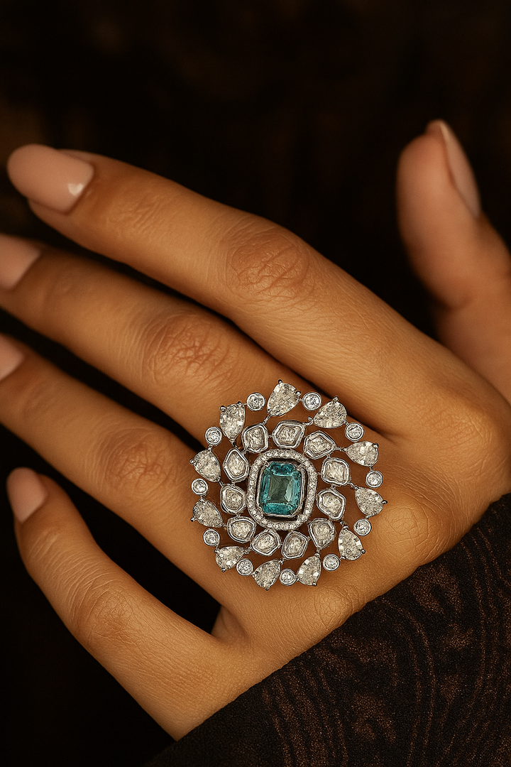 Radiance Polki Diamond Cocktail Ring – Luxury Statement Jewellery