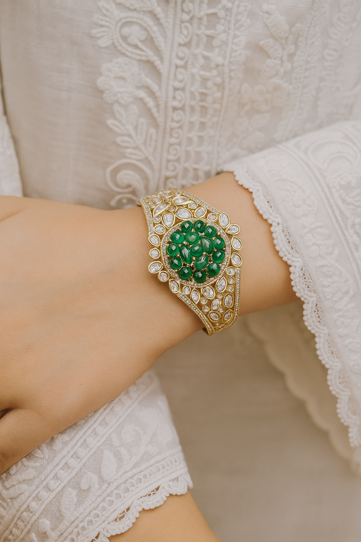Emerald Green Kundan Bracelet