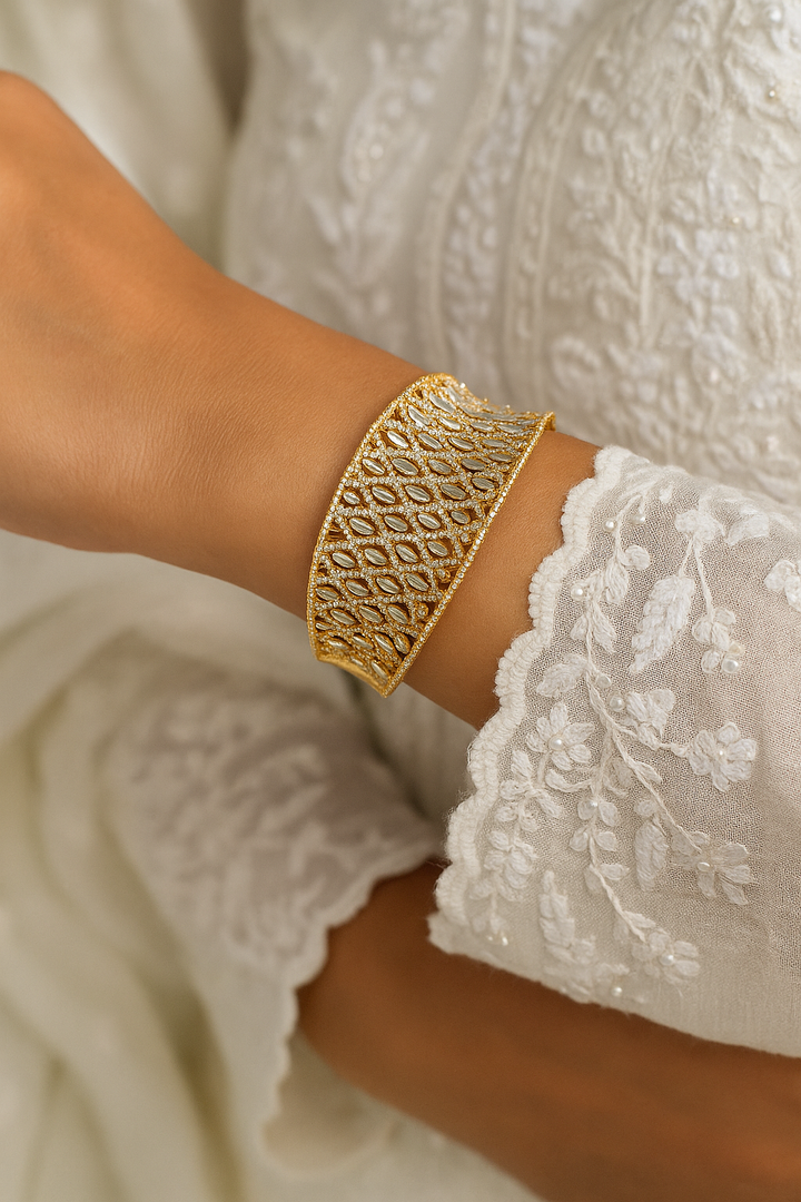 Golden CZ Baguette Openable Bracelet