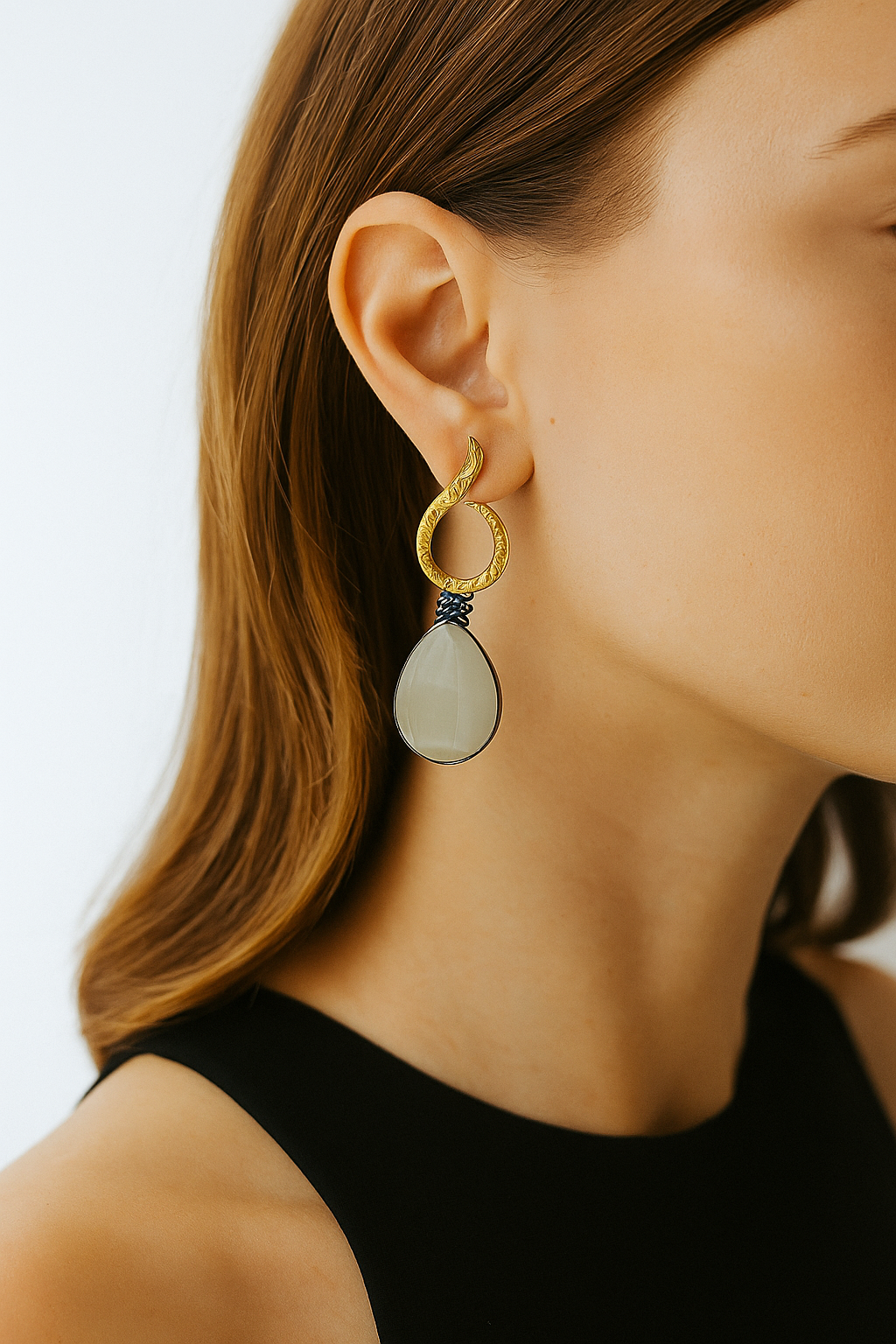 Elegant Gold-Plated Teardrop Dangler Earrings – Designer Party Wear