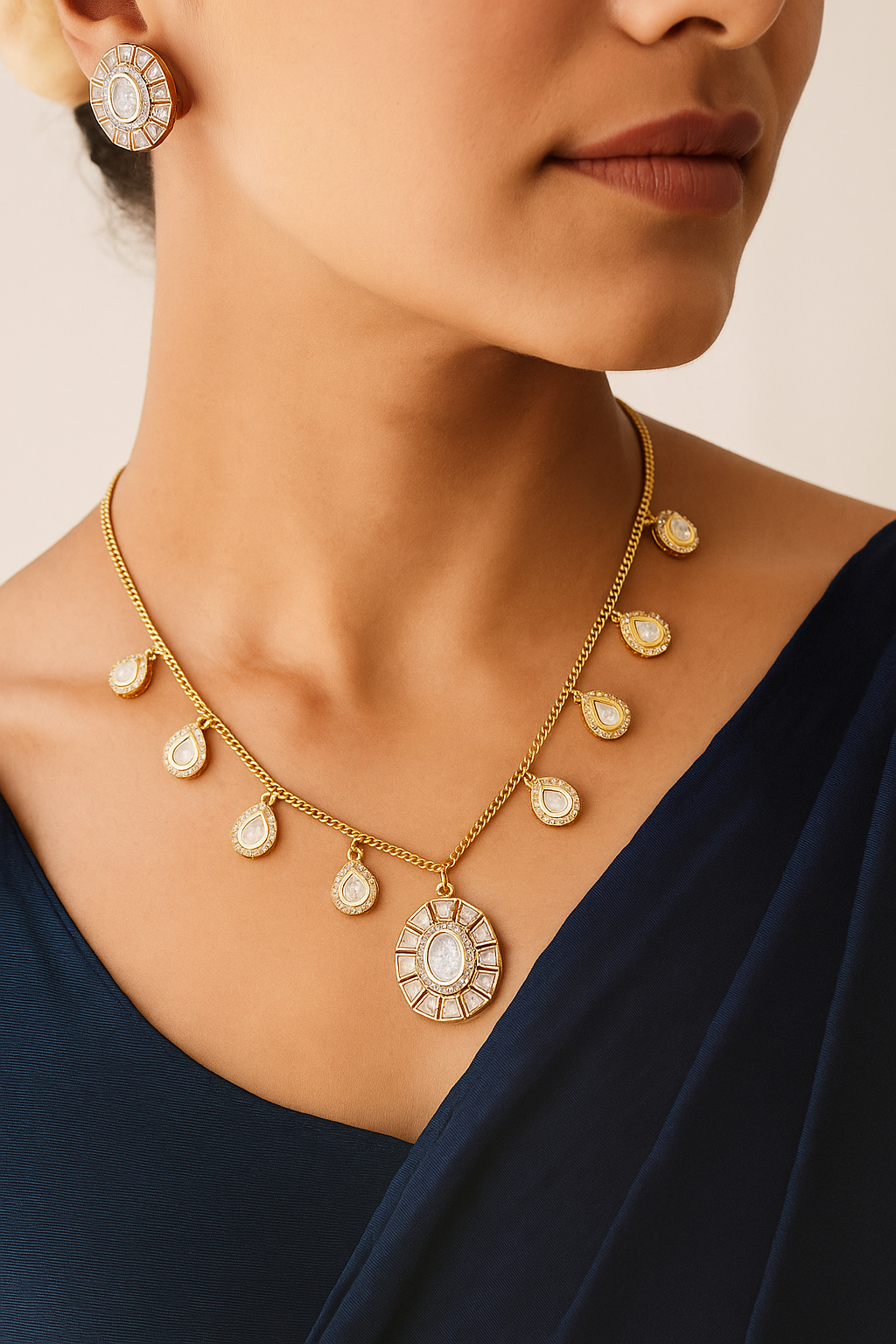 Royal Diamond Look Drop Necklace Set