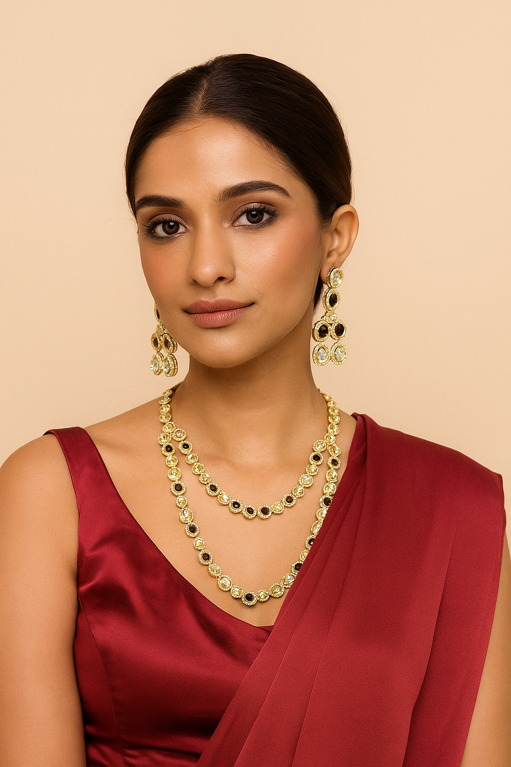 Royal Kundan Long Necklace with Red Stones