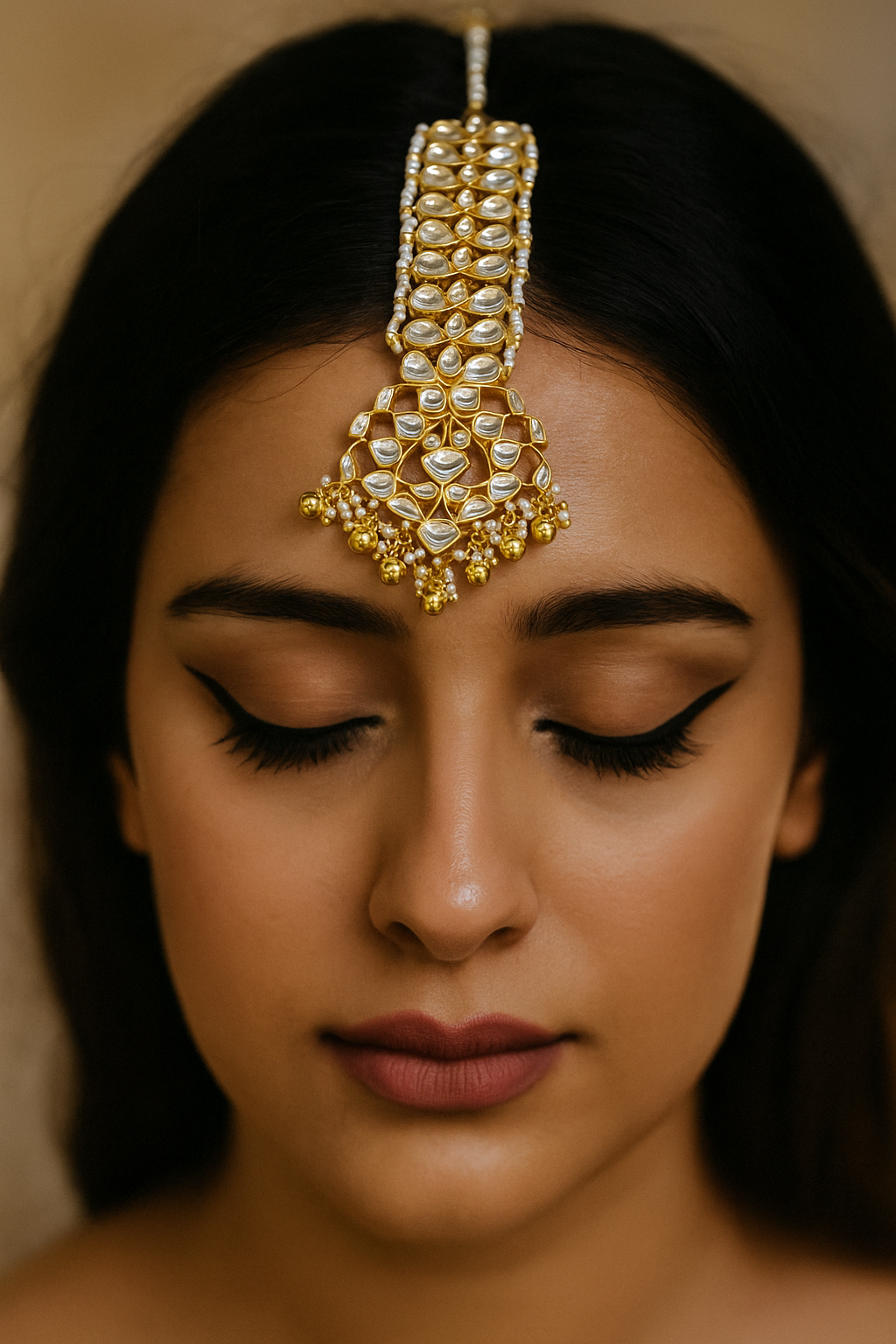 Classic Gold Kundan Maang Tikka