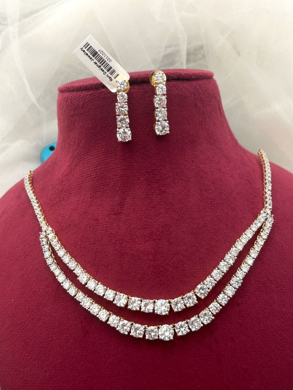Double Layer CZ Diamond Necklace Set
