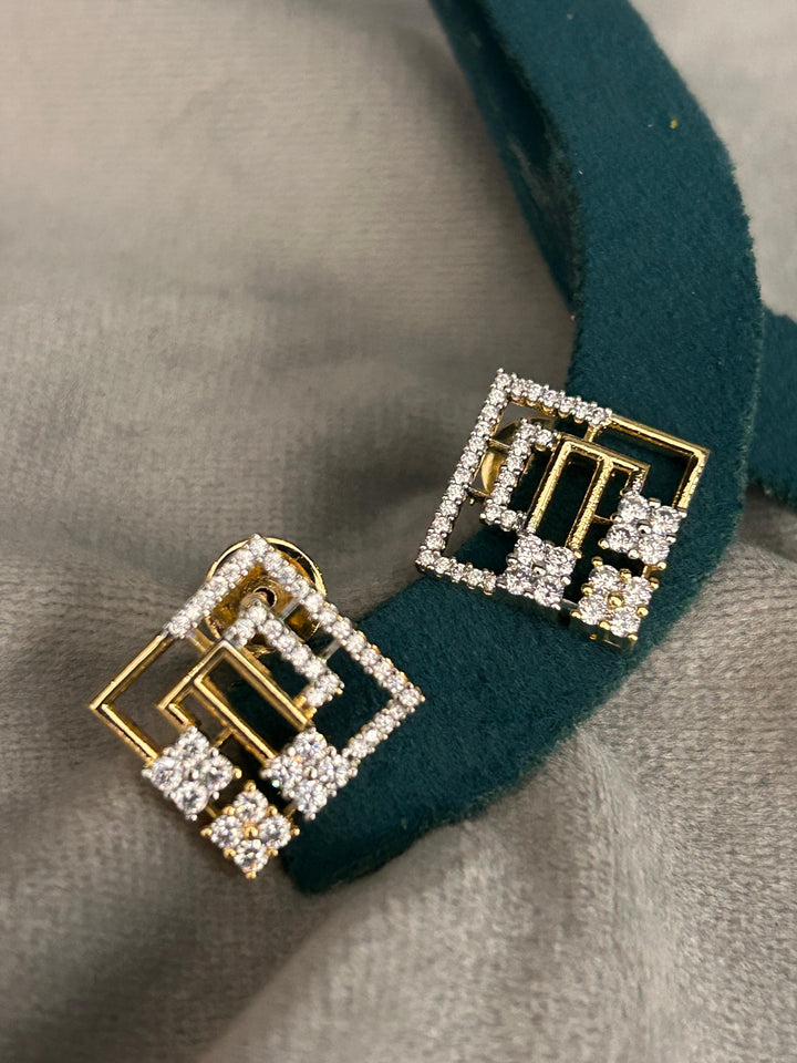 Geometric CZ Diamond Pendant Set in Gold Finish