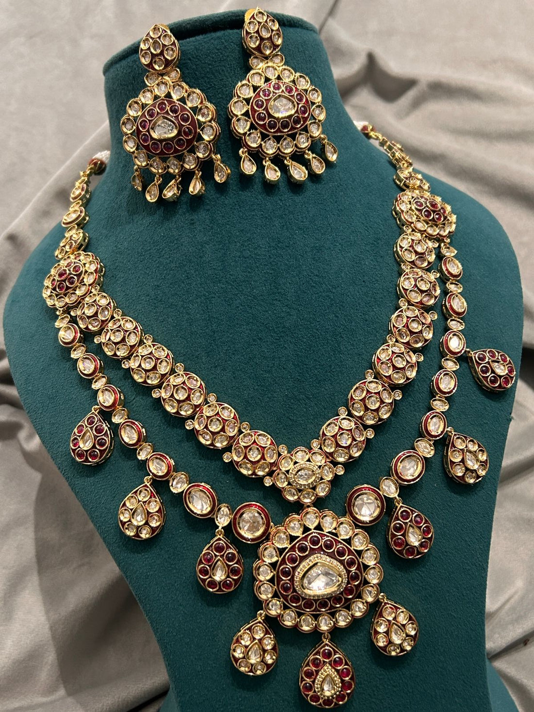 Royal Red Kundan Bridal Necklace Set