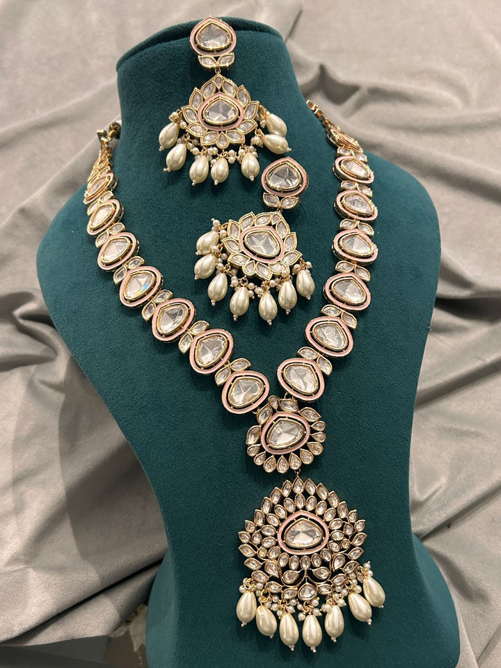 Grand Bridal Kundan Necklace Set with Pearls and Statement Pendant