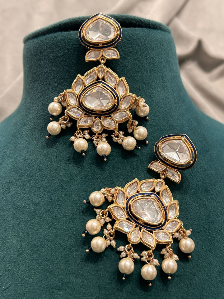 Regal Polki Kundan Necklace Set with Pearls