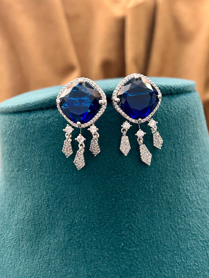 Bold Navy Blue Diamond Choker Set with Dangling Sparkle Stones