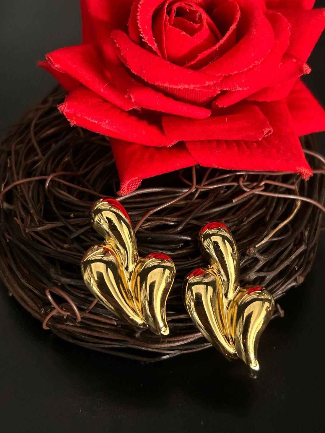 Golden Abstract Leaf Stud Earrings – Modern Statement Design