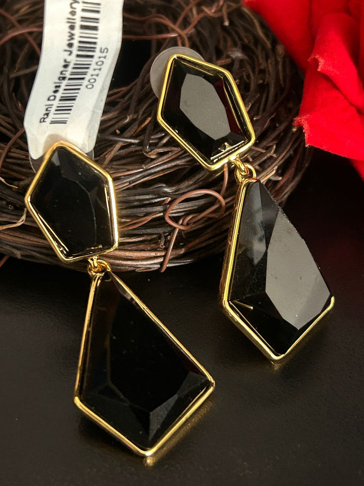 Black Geometric Drop Earrings – Designer Statement Jewellery