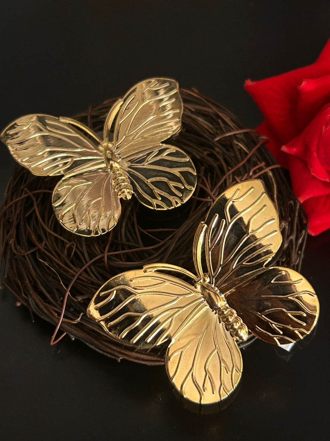 Golden Butterfly Stud Earrings – Elegant Designer Jewellery