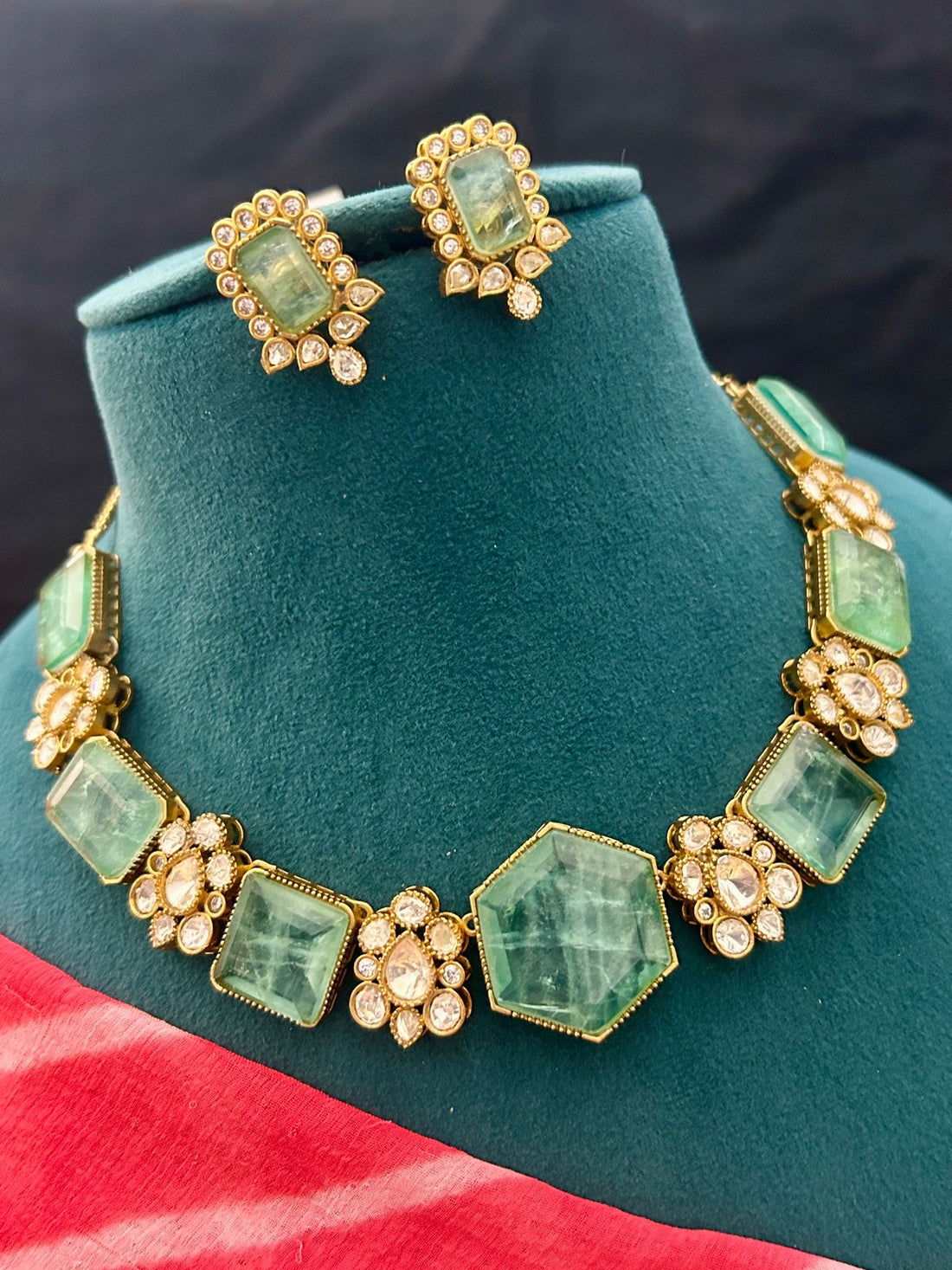 Royal Kundan Choker Necklace Set with Earrings – Gold Finish