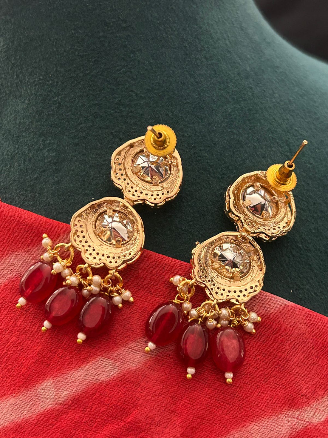 Ruby Red Kundan Choker Necklace Set with Earrings – Gold Finish