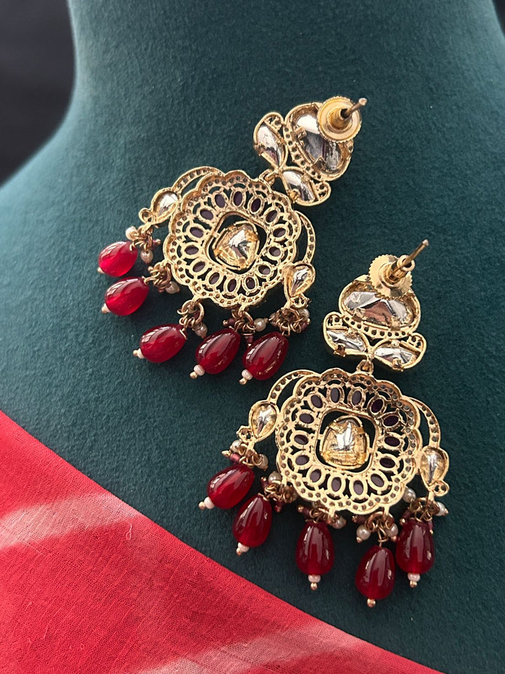 Royal Red Kundan Bridal Necklace Set with Earrings