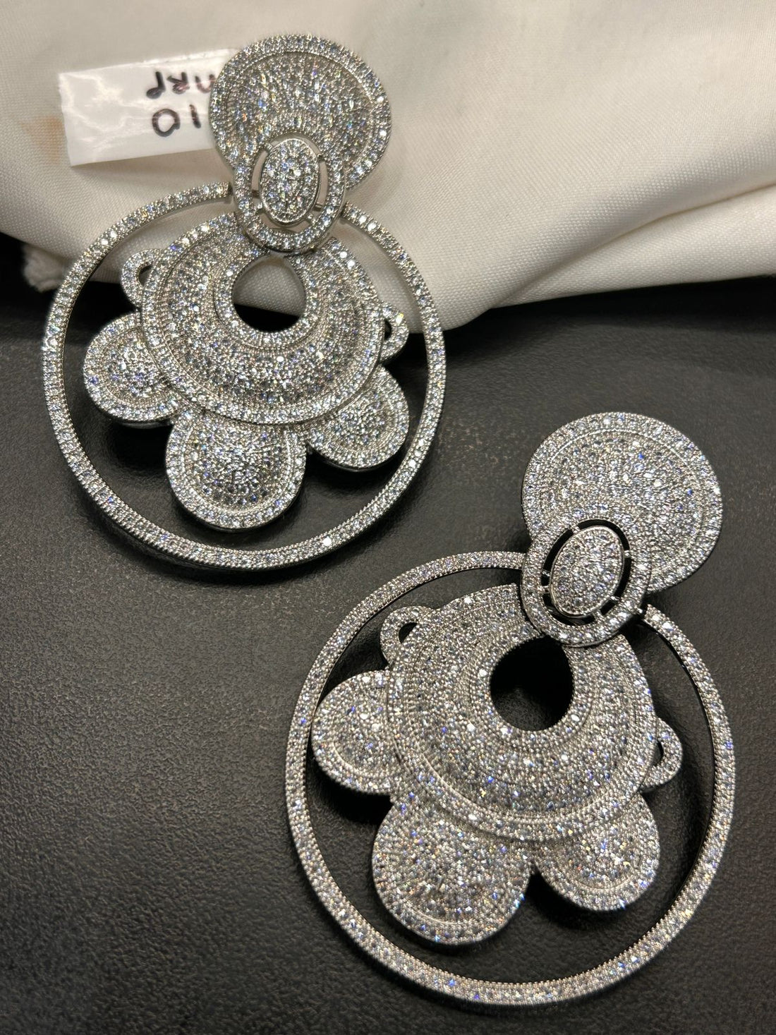 Luxury Silver Round Designer Statement Earrings