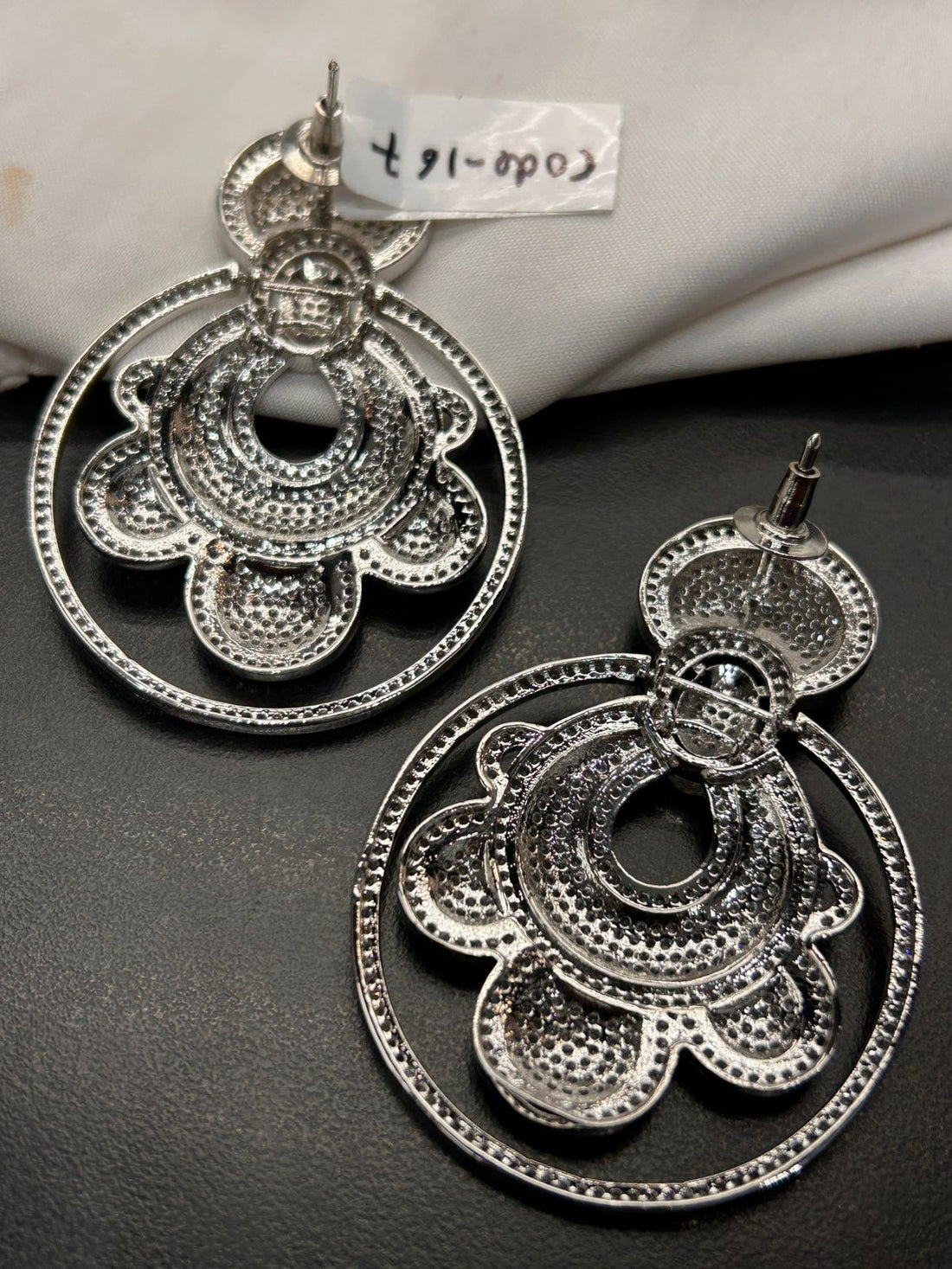 Luxury Silver Round Designer Statement Earrings