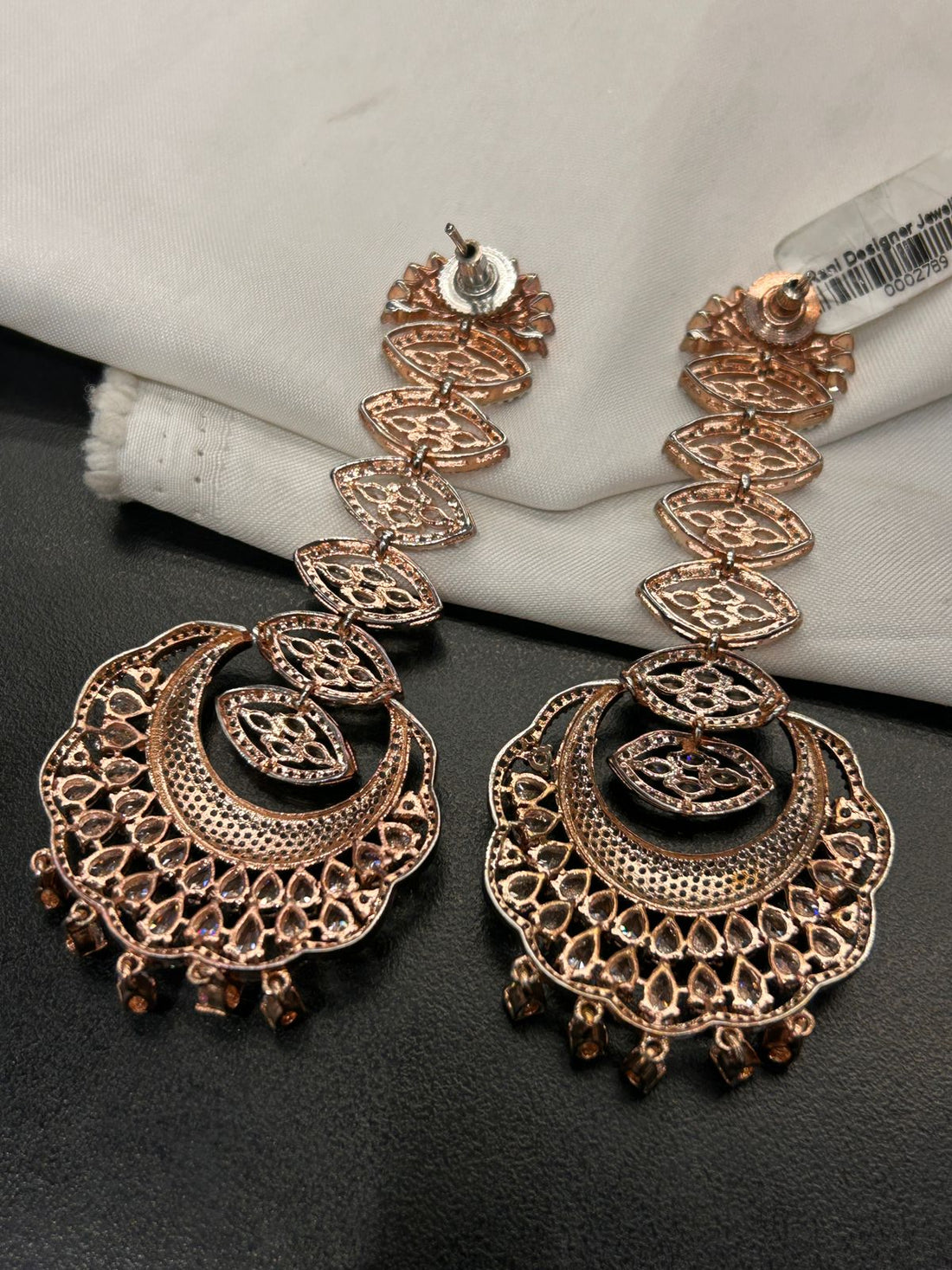 Grand CZ Crescent Chandelier Earrings