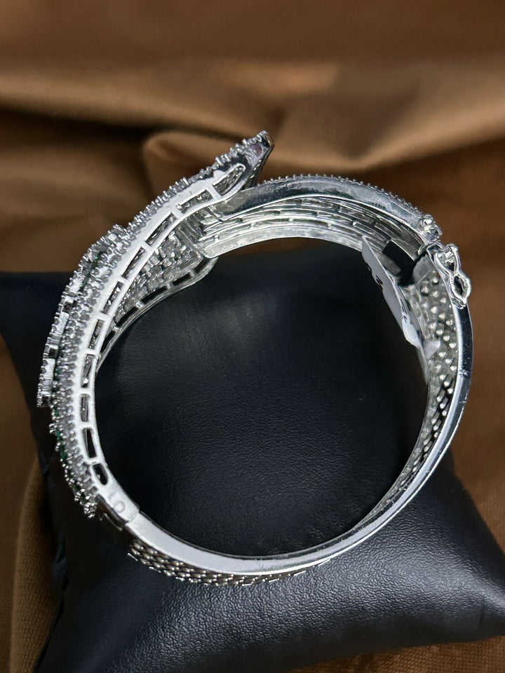 Emerald & CZ Diamond Look Openable Bracelet