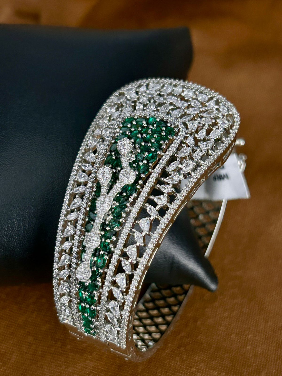 Emerald & CZ Diamond Look Openable Bracelet