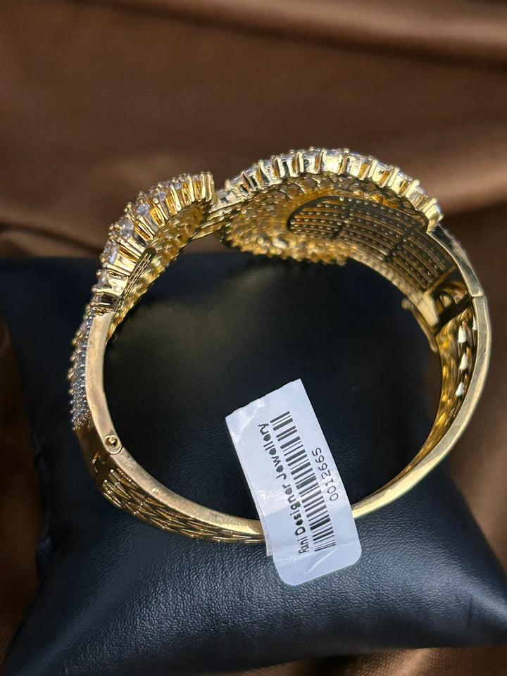 Gold & Silver Dual Tone Diamond Look Openable Bracelet