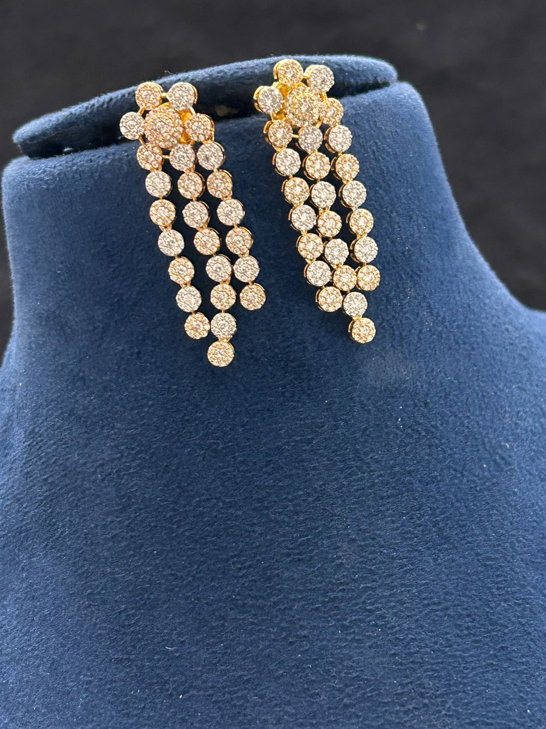 Triple Layer Diamond Look Necklace Set with Earrings