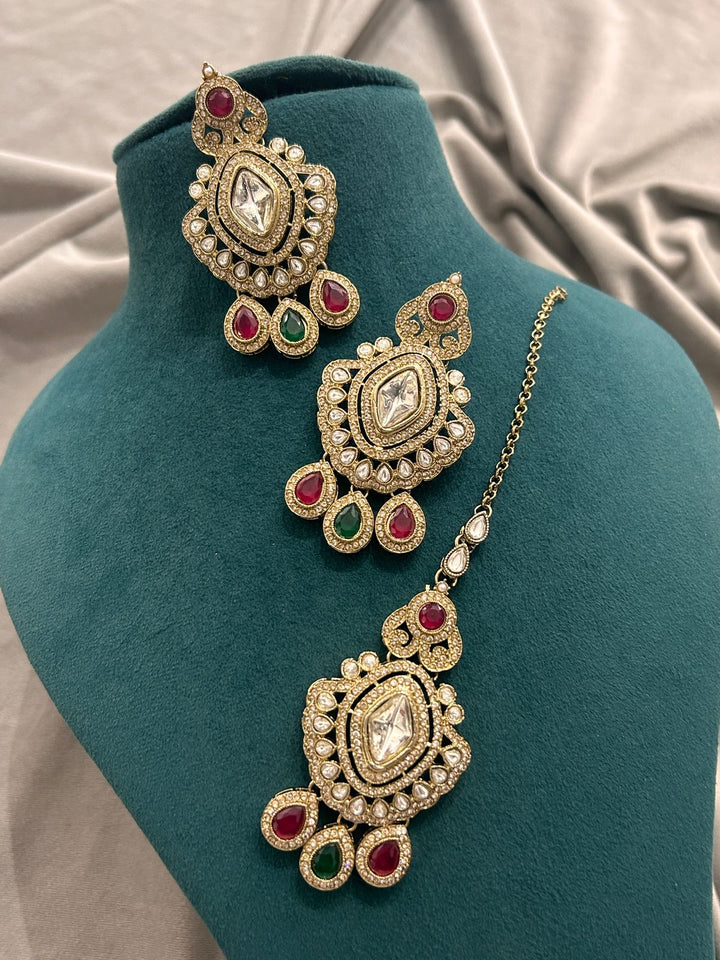 Royal Kundan Choker Set with Red & Green Stones – Bridal Jewellery