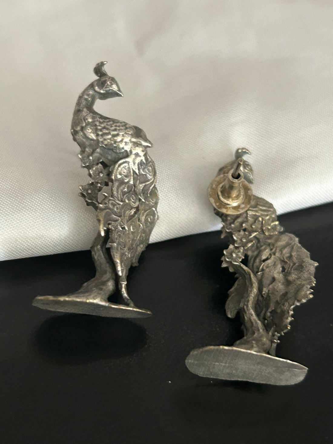 Antique Oxidized Silver Peacock Earrings – Statement Ethnic Jewelry