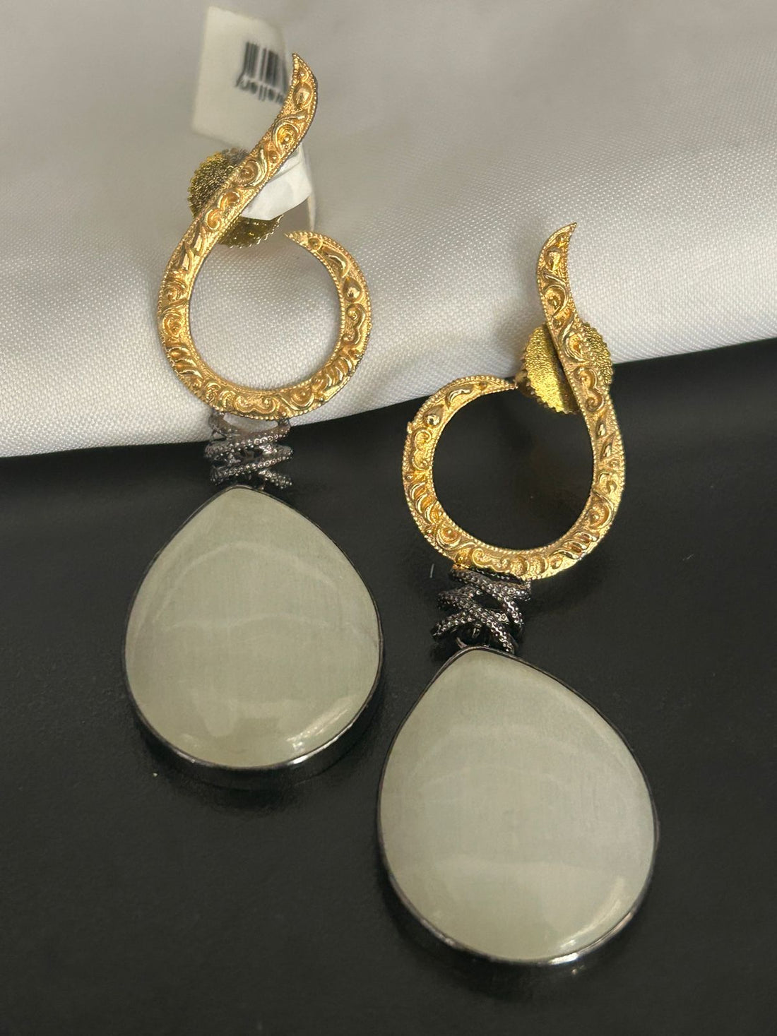 Elegant Gold-Plated Teardrop Dangler Earrings – Designer Party Wear