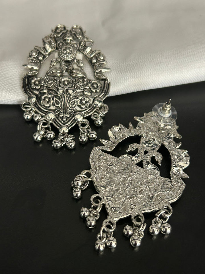 Antique Peacock Oxidized Jhumka Earrings – Heritage Floral Design