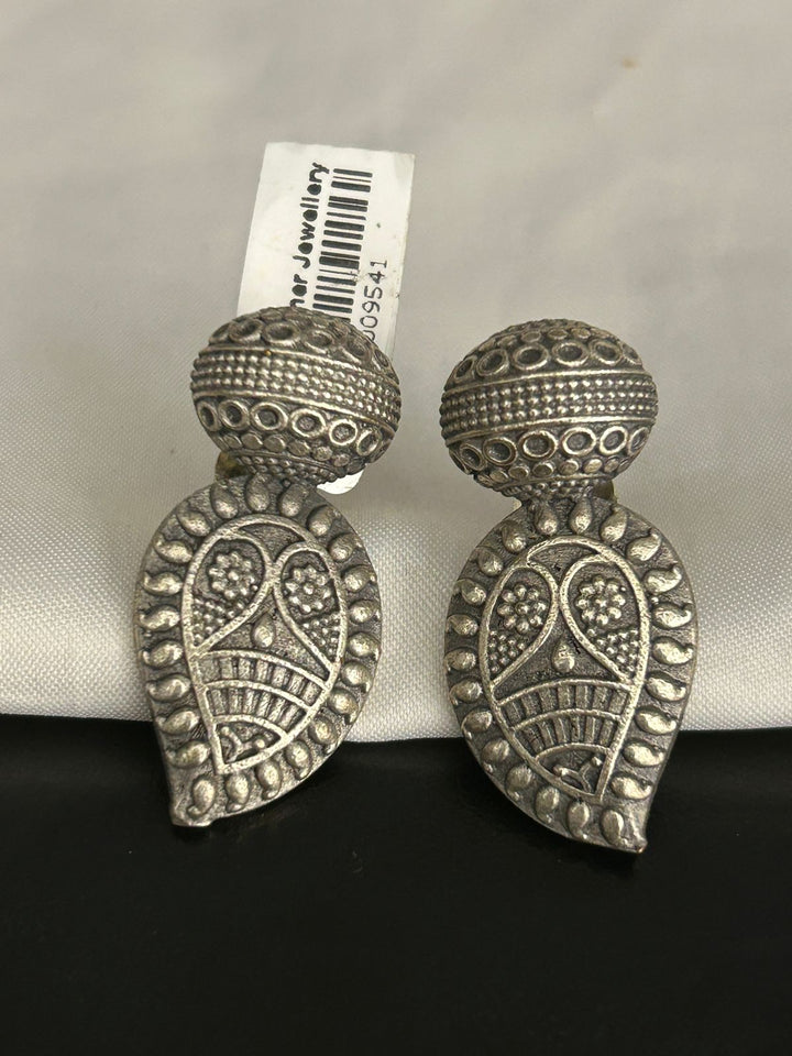 Antique Silver Paisley Stud Earrings