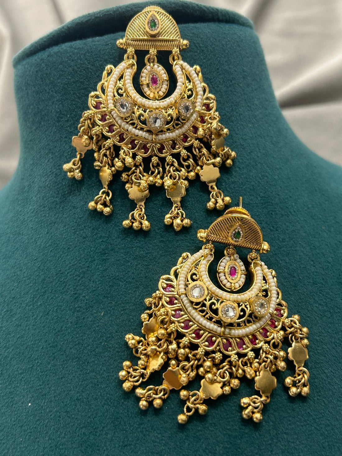 Gold Plated Chandbali Necklace Set with Earrings