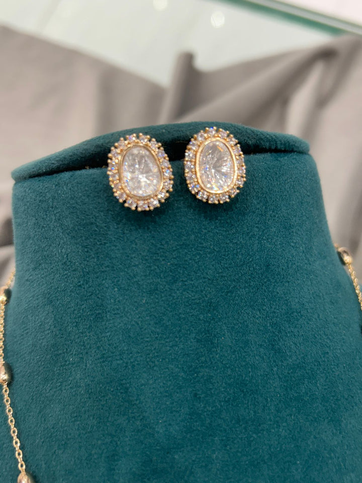 Classic Diamond Look Pendant Necklace Set