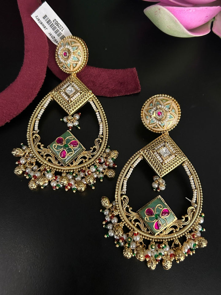 Royal Meenakari Kundan Dangler Earrings
