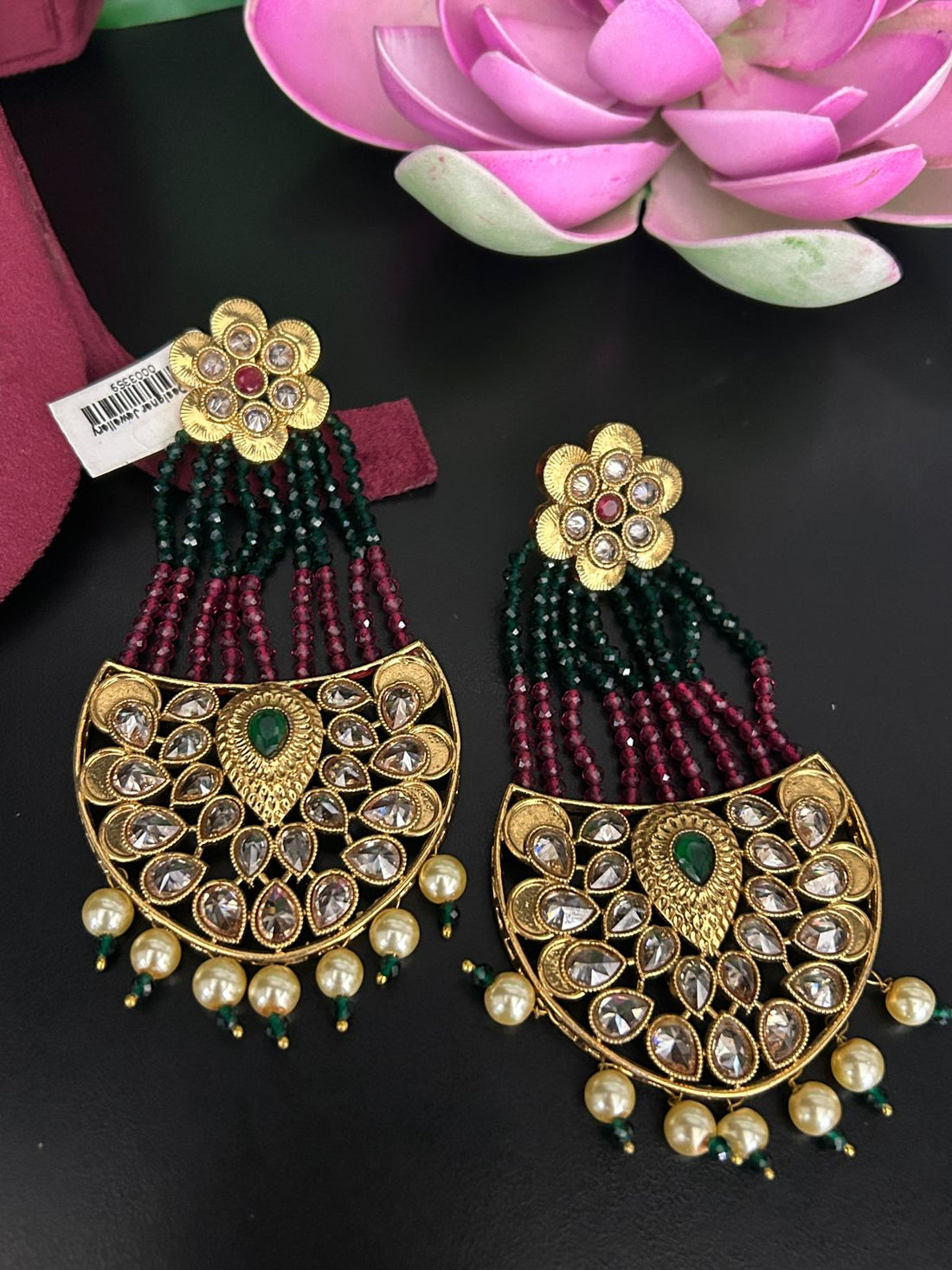 Kundan Peacock Beaded Long Earrings