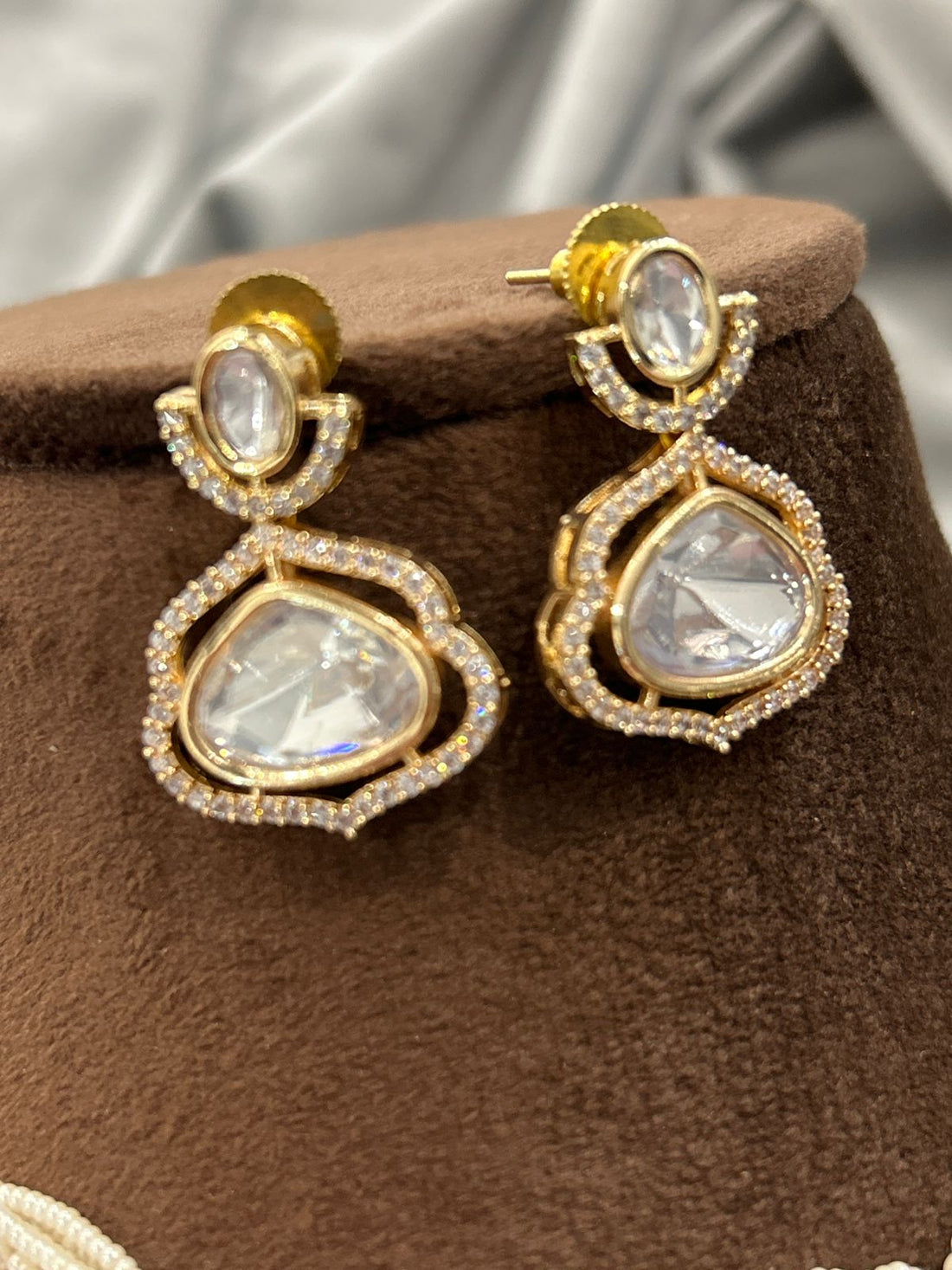 Pearl Strings Diamond Kundan Necklace Set