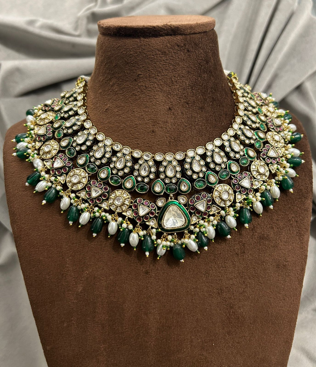 Royal Heritage Green Kundan Choker Set