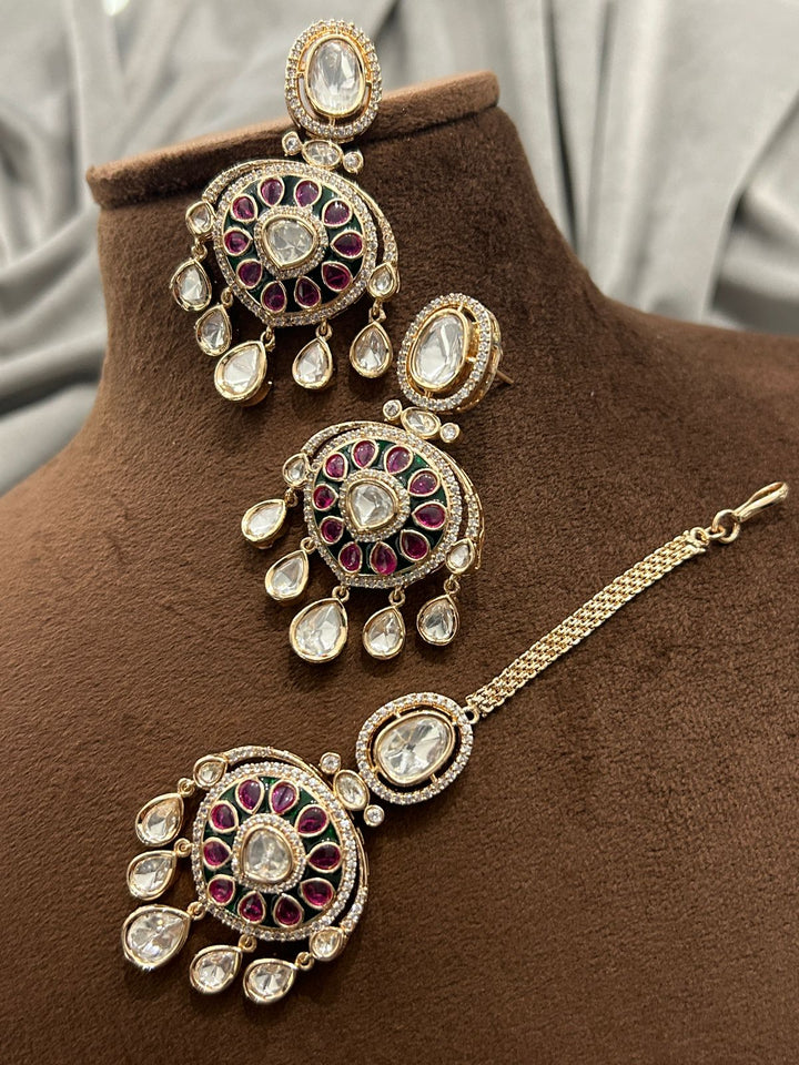 Grand Polki Kundan Bridal Set with Green & Ruby Accents