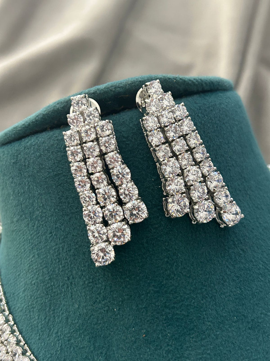 Triple Layer Diamond Look Necklace Set