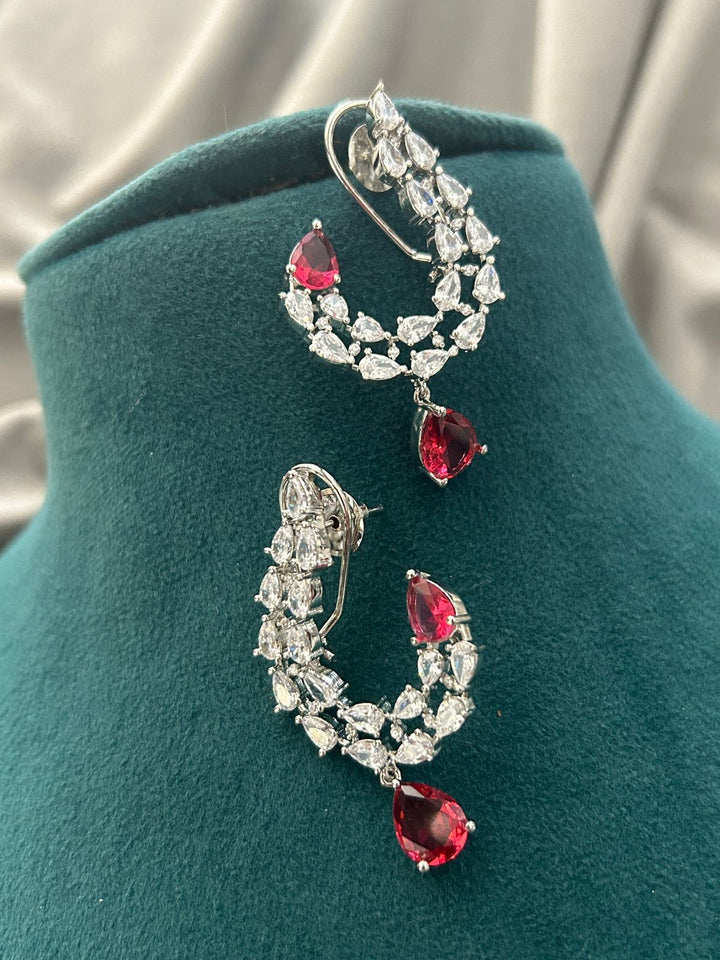 Ruby Drop Diamond Look Choker Set