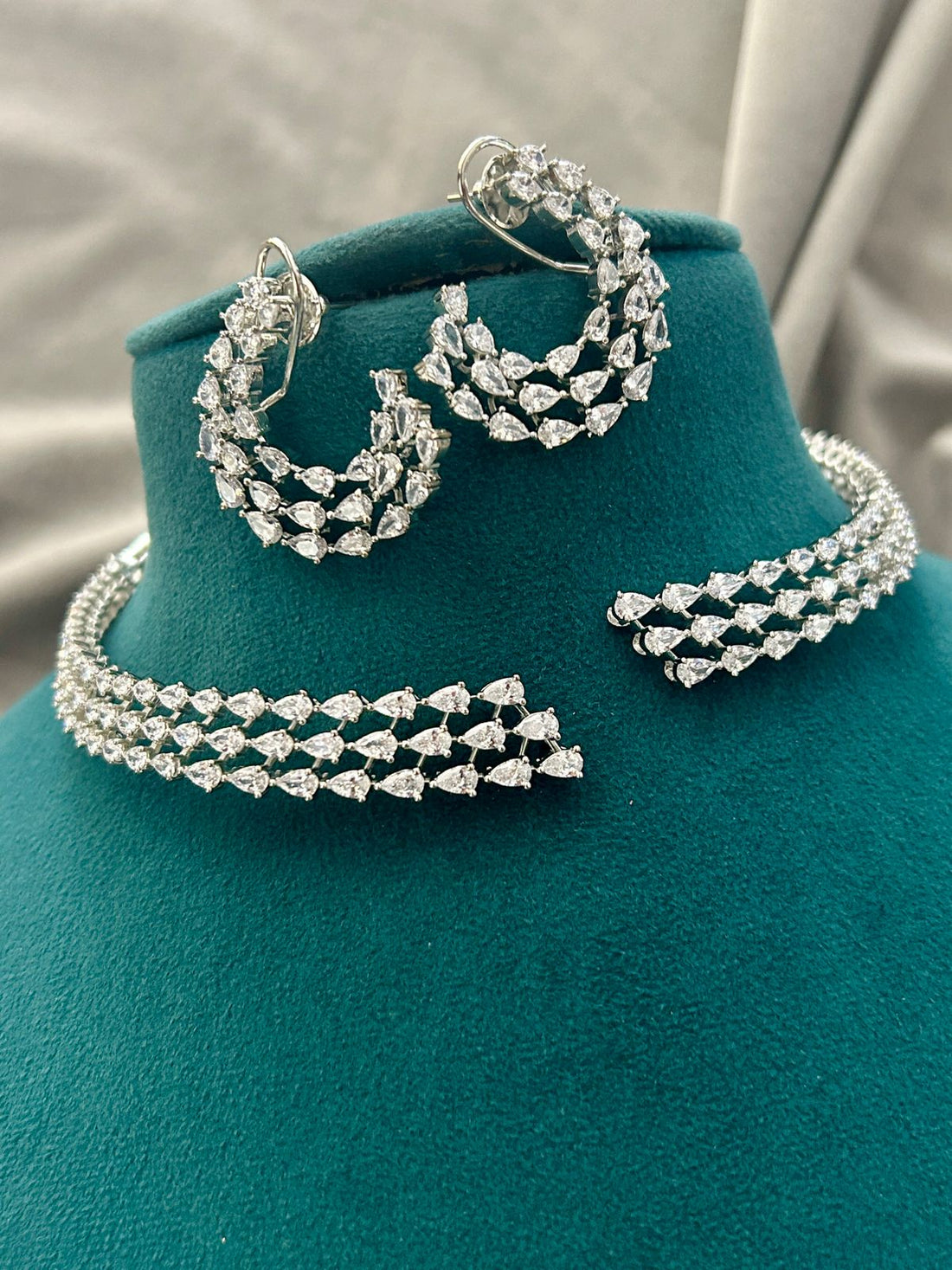 Triple Layer Diamond Look Choker Set