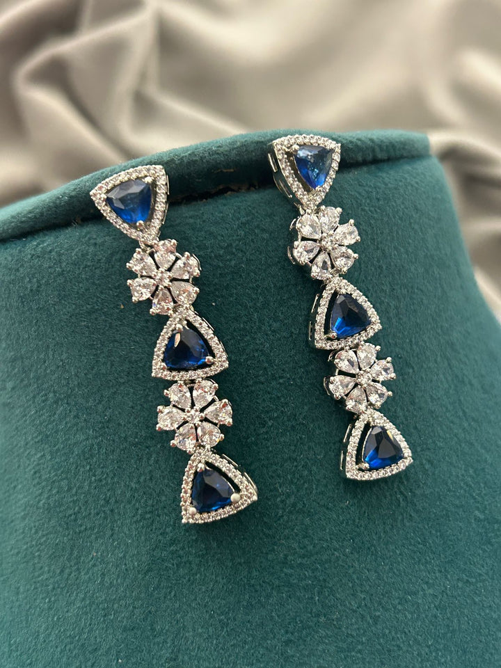 Royal Sapphire Diamond Look Necklace Set