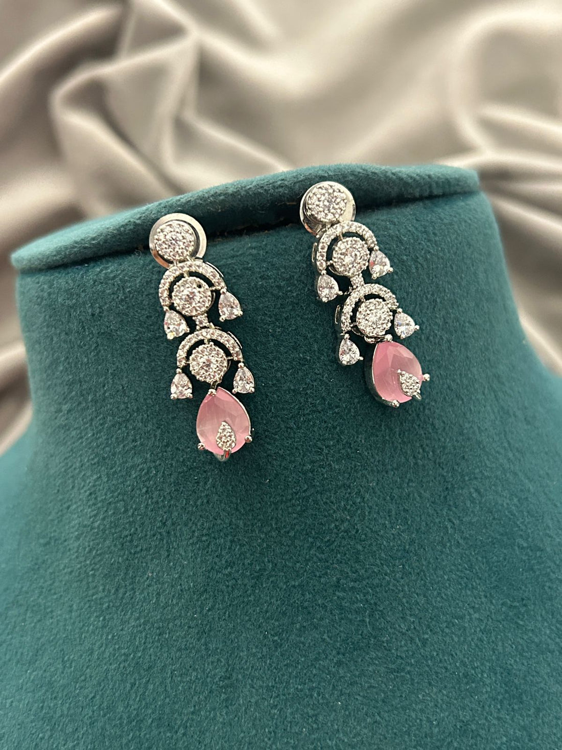 Pastel Grace Dual-Tone Diamond Look Necklace Set