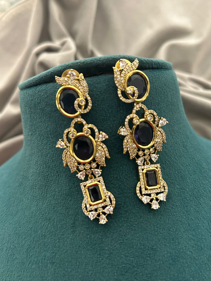 Majestic Black Gold Diamond Look Necklace Set