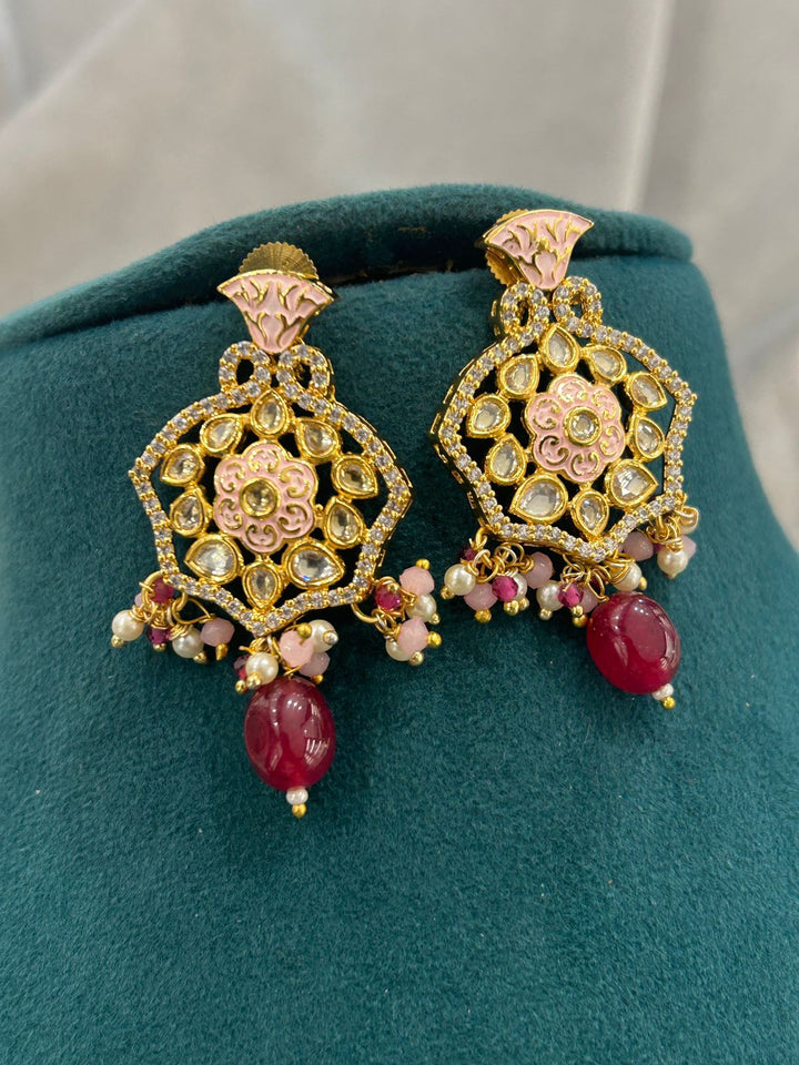 Antique Meenakari Kundan Necklace with Ruby Beads