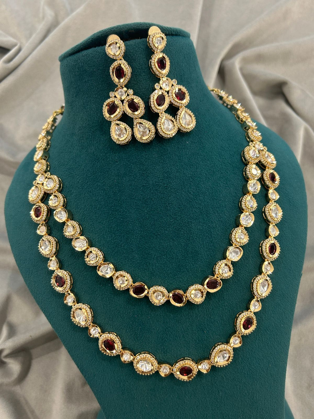 Royal Kundan Long Necklace with Red Stones