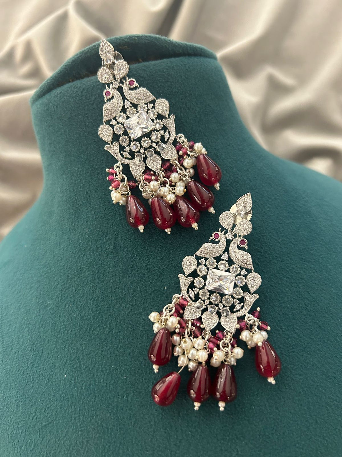 Ruby Diamond Beaded Necklace Set