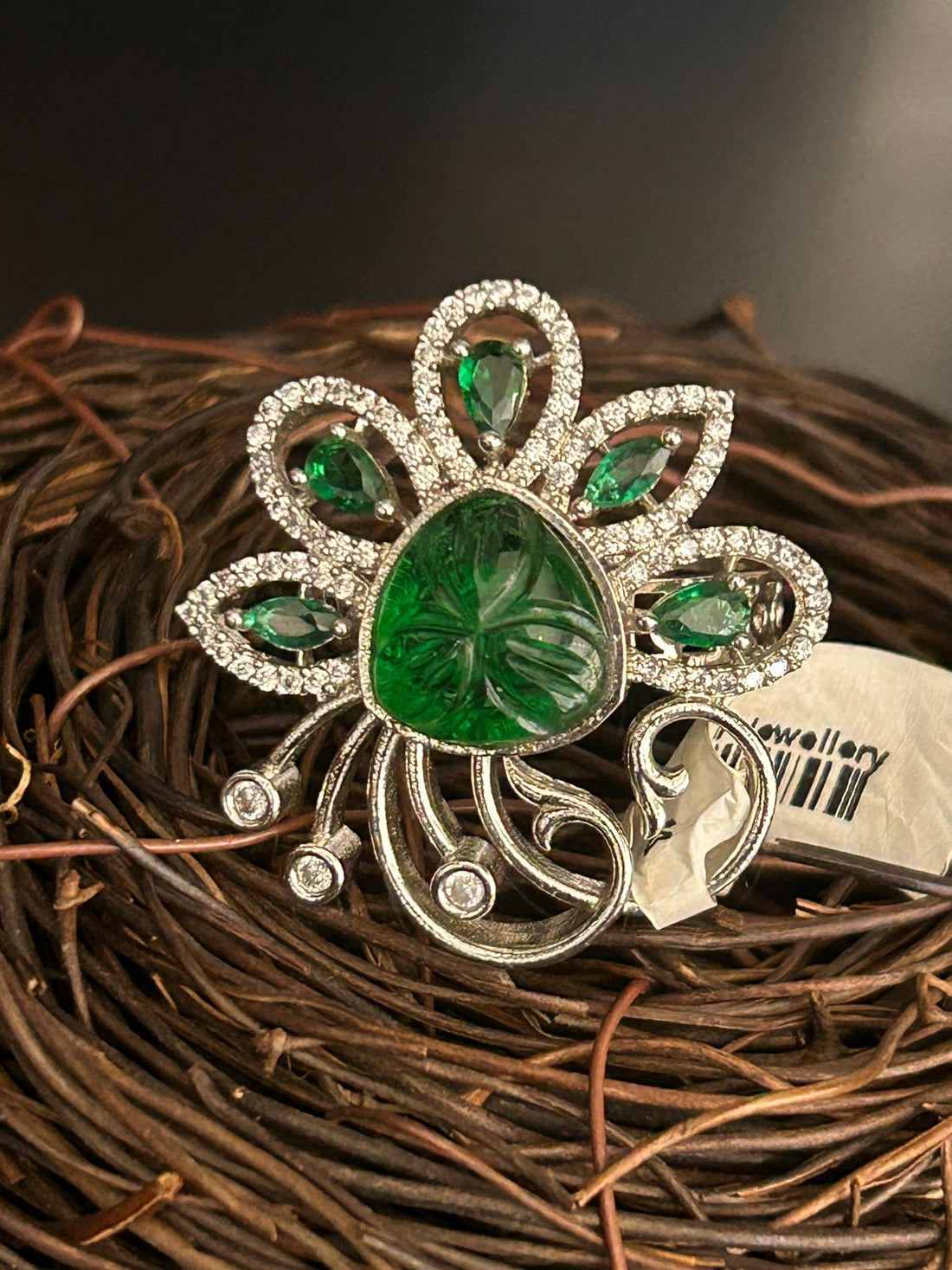 Green Carved Peacock Style Adjustable Ring – Statement Fashion JewelleryGreen Carved Peacock Style Adjustable Ring – Statement Fashion Jewellery