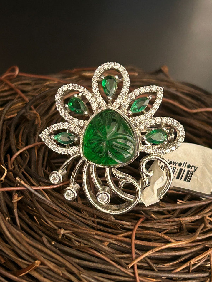 Green Carved Peacock Style Adjustable Ring – Statement Fashion JewelleryGreen Carved Peacock Style Adjustable Ring – Statement Fashion Jewellery